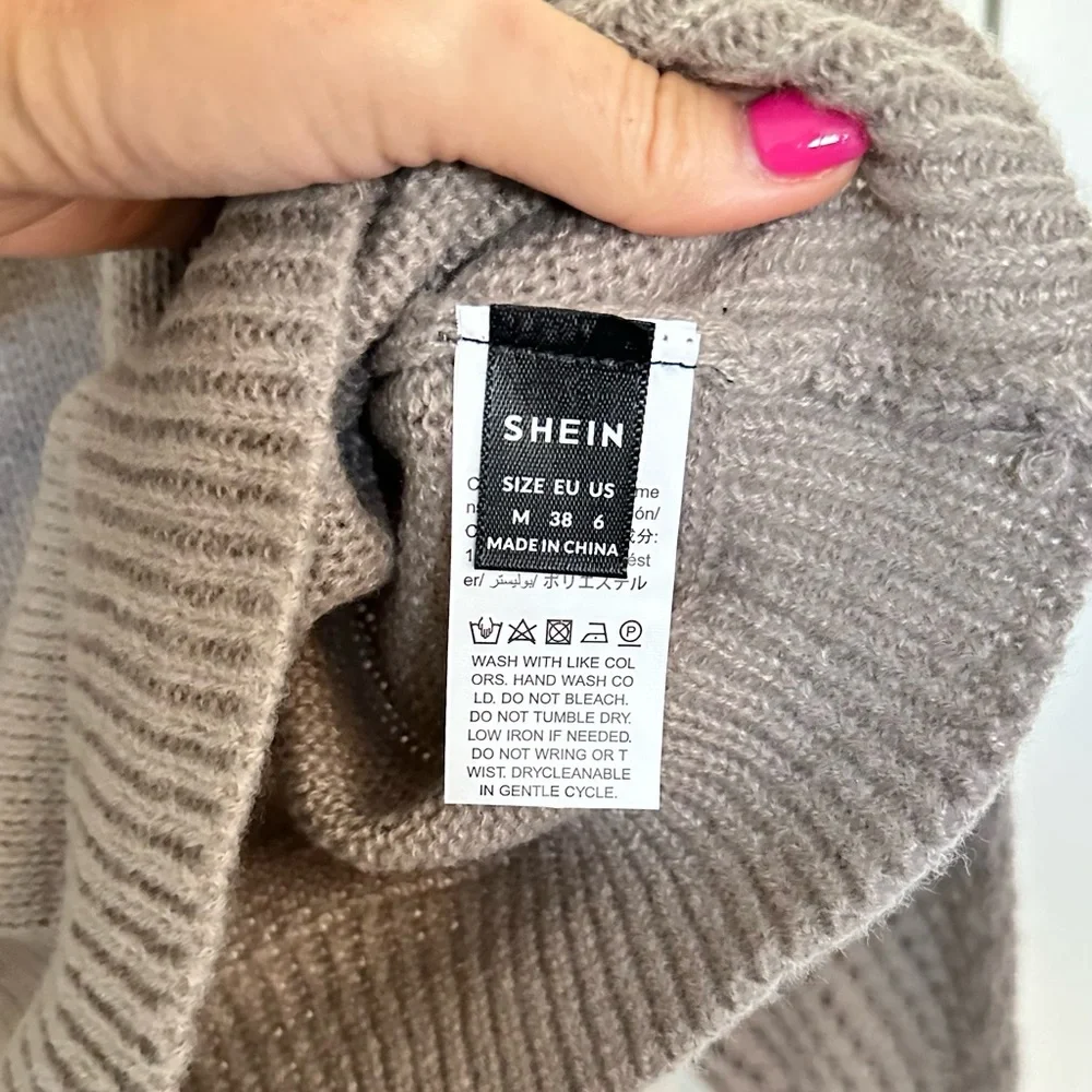 SHEIN Solid Boat Neck Sweater- Tan/Beige - Picture 5 of 5